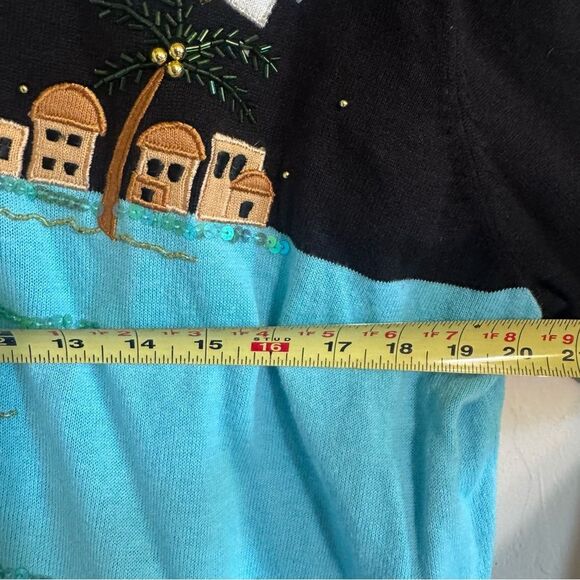 Vtg Quacker Factory Christmas Cardigan Sweater XL Zip Nativity Novelty Jesus - Picture 6 of 9